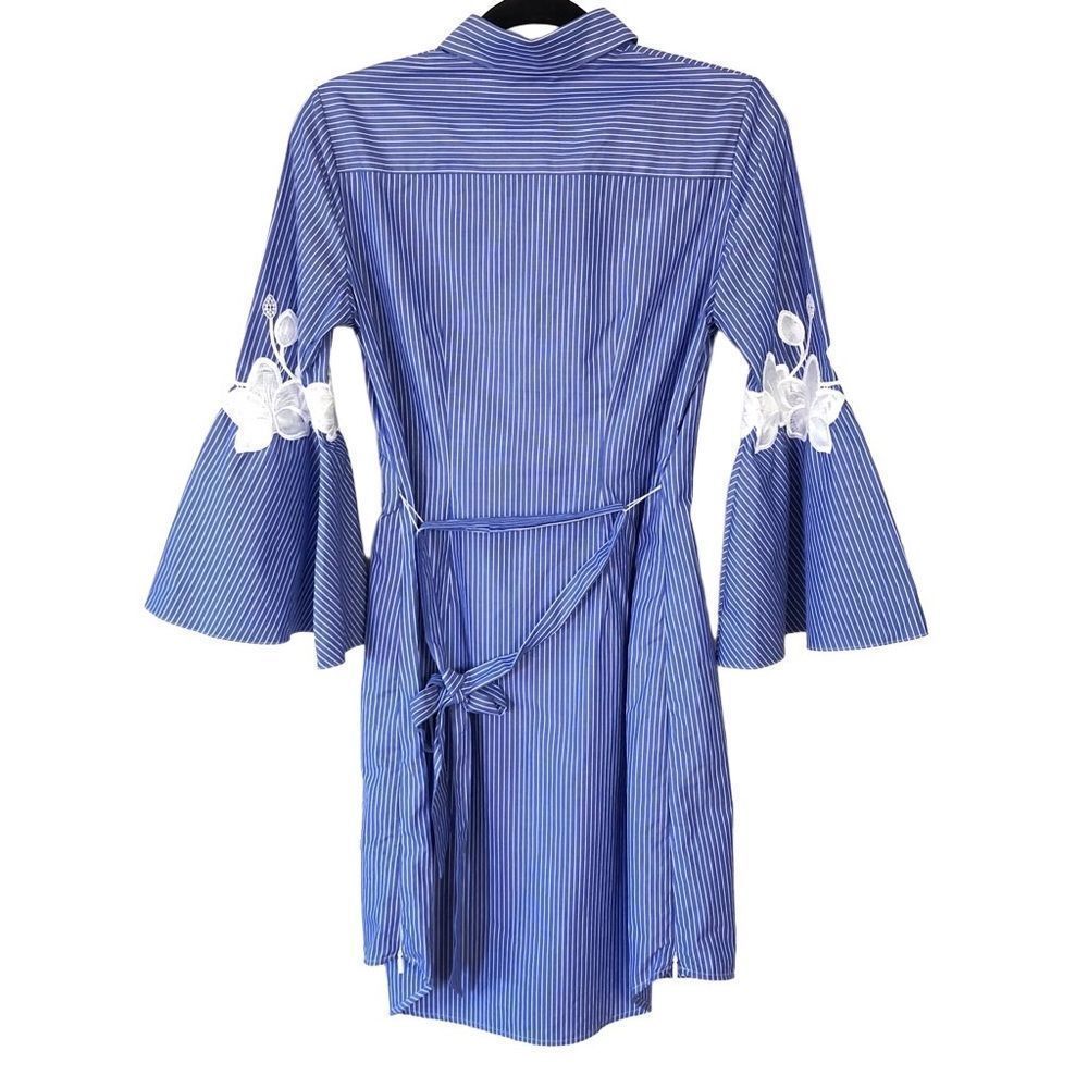 Anne Fontaine | Veleda Shirt Dress Blue White Stripe Button Up - Picture 3 of 9